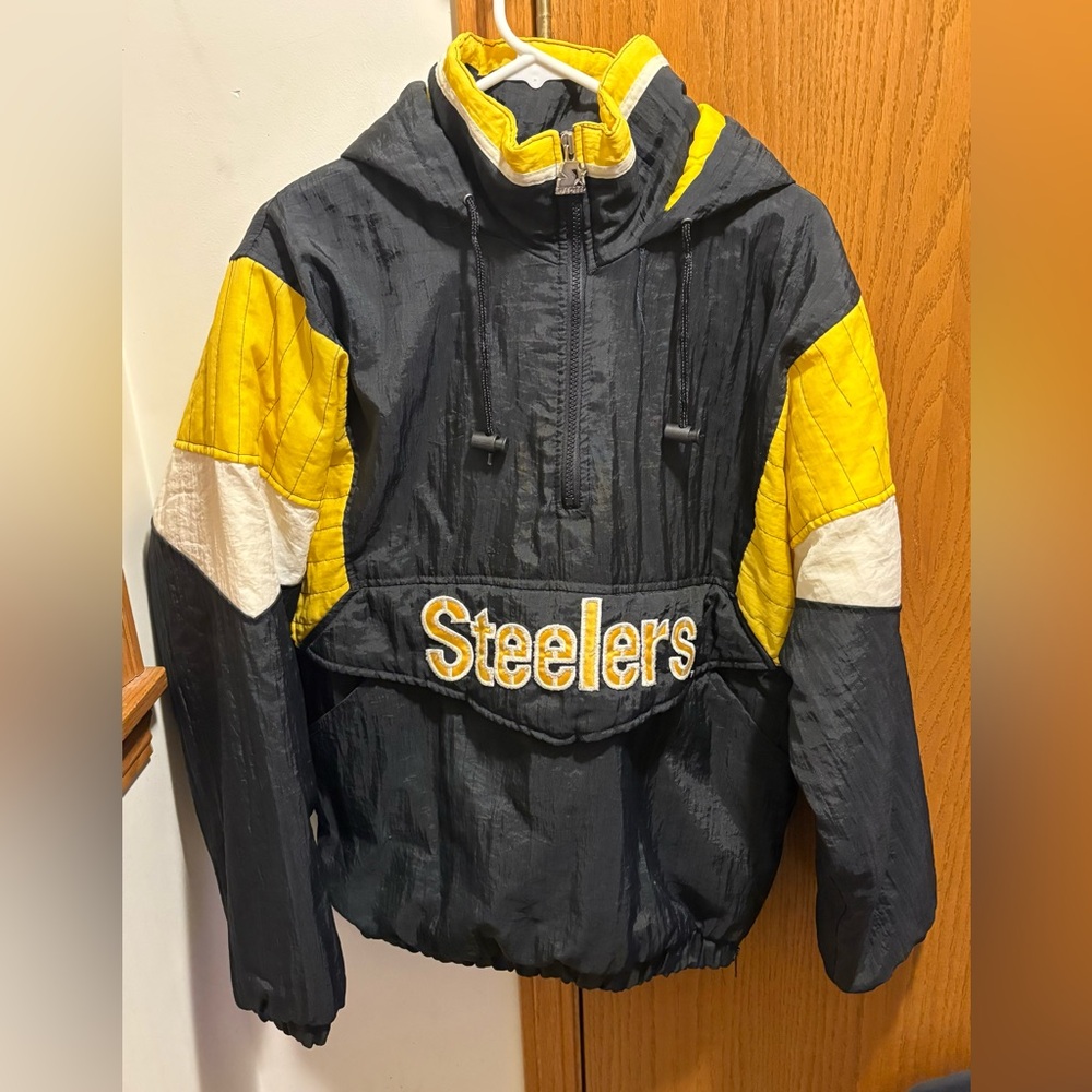 Vintage Starter Pro Line Pittsburgh Steelers Pull Over 1/4 Zip Jacket Small